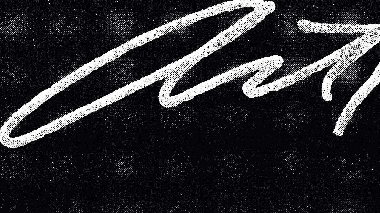 White cursive text on a textured black background with a white silhouette of a bunny head in the bottom right corner.