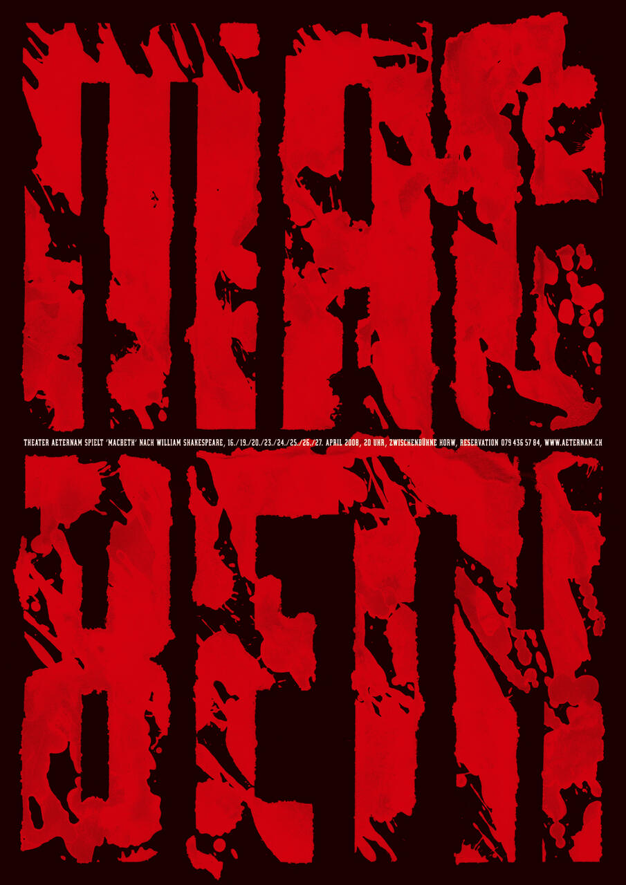 Bold, red text on a dark background with an artistic, distressed design.