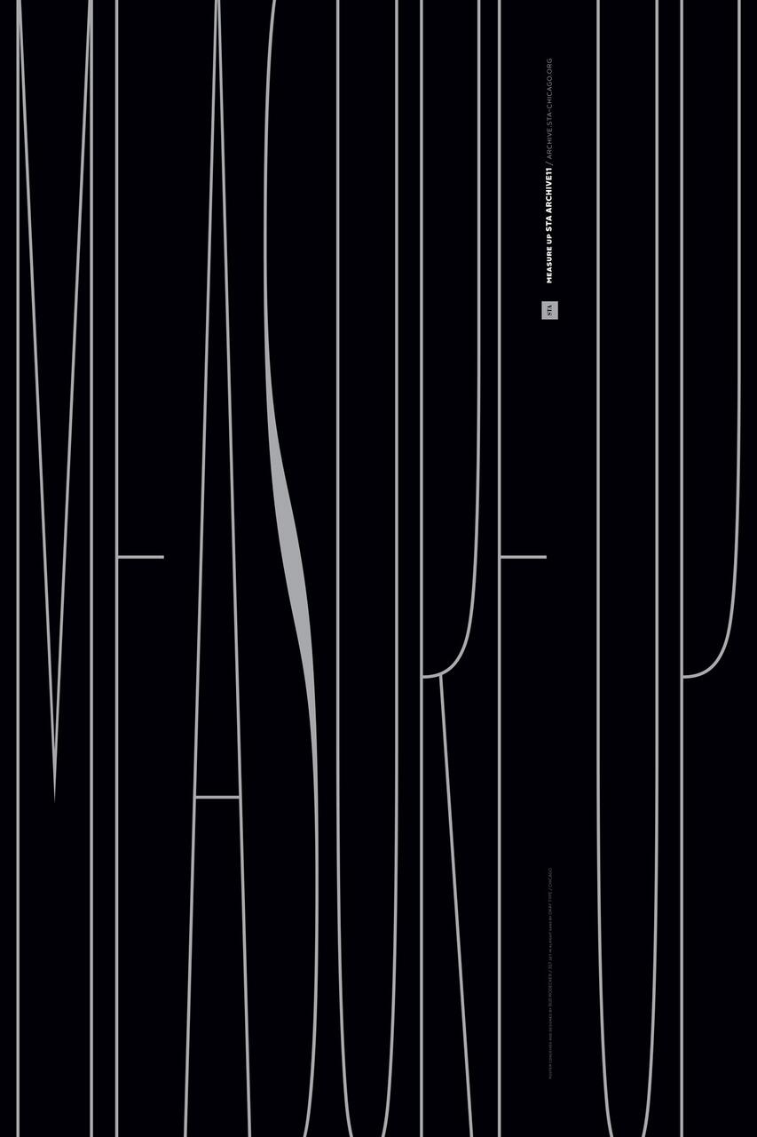 Stylized text on a dark background reading "MEASURE UP" in tall, thin, gray letters.