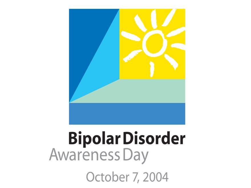 A graphic with geometric shapes and a sun, representing Bipolar Disorder Awareness Day, October 7, 2004.