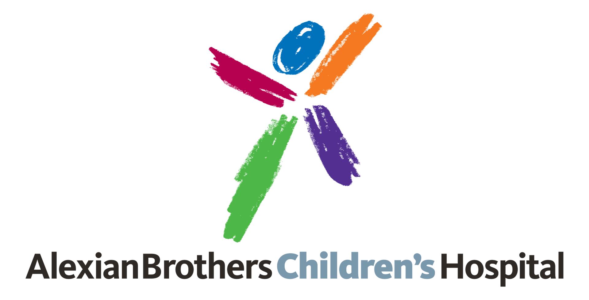 Colorful abstract figure logo of Alexian Brothers Children's Hospital, with a blue head, red and orange arms, green and purple legs, and text beneath.