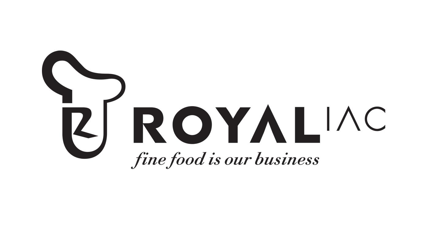Royal IAC logo featuring a chef's hat with an abstract "R" and the text "fine food is our business."