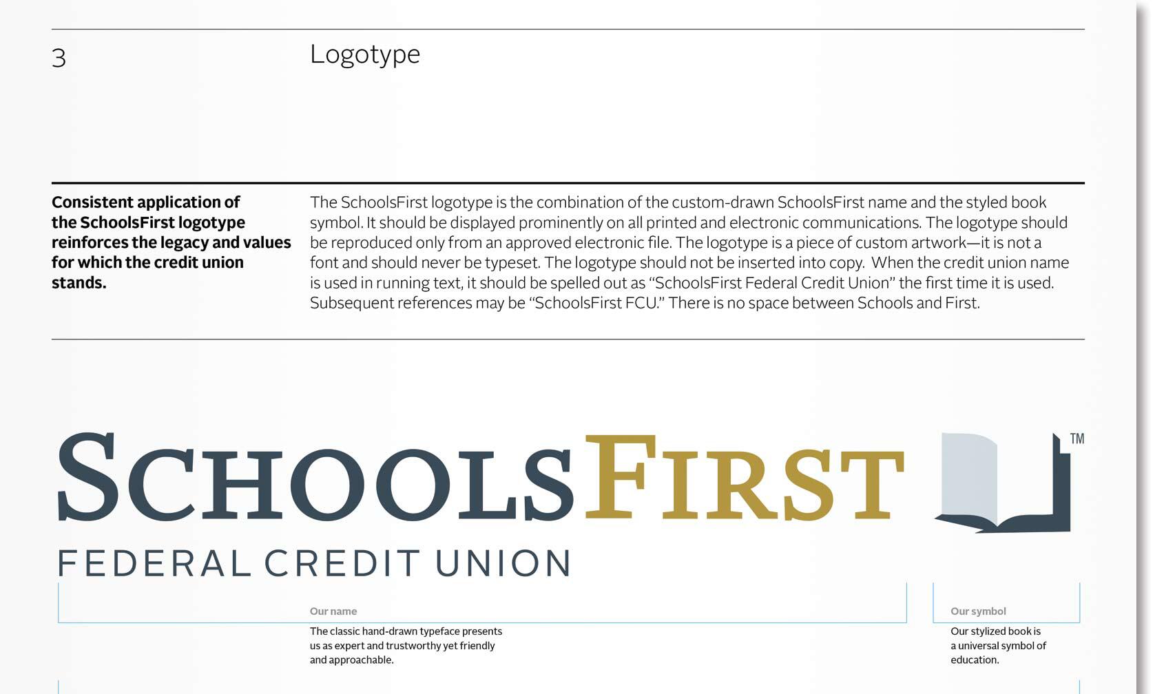 SchoolsFirst Federal Credit Union logo with "Schools" in blue, "First" in gold, and a stylized blue-grey book symbol on the right.