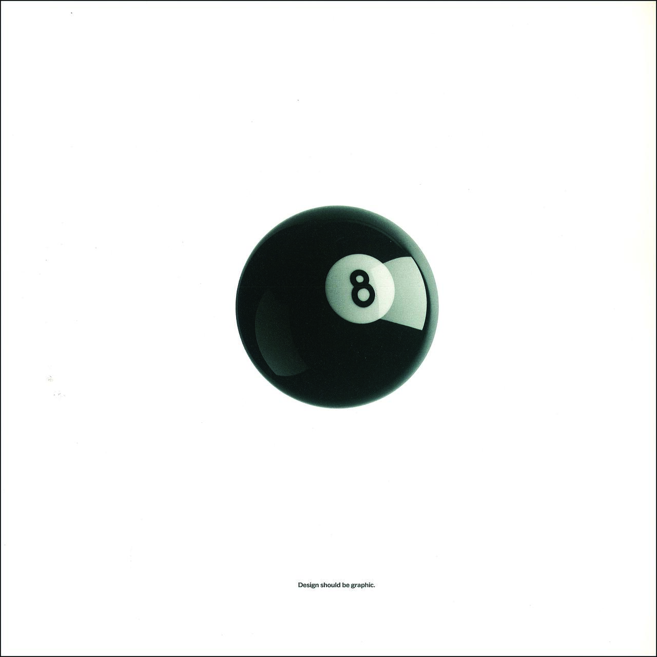 Eight ball on a white background, casting a subtle shadow.