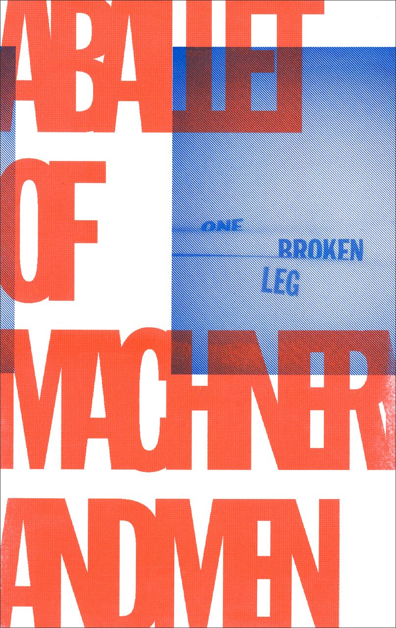 Abstract graphic with large red text over a blue halftone gradient background.