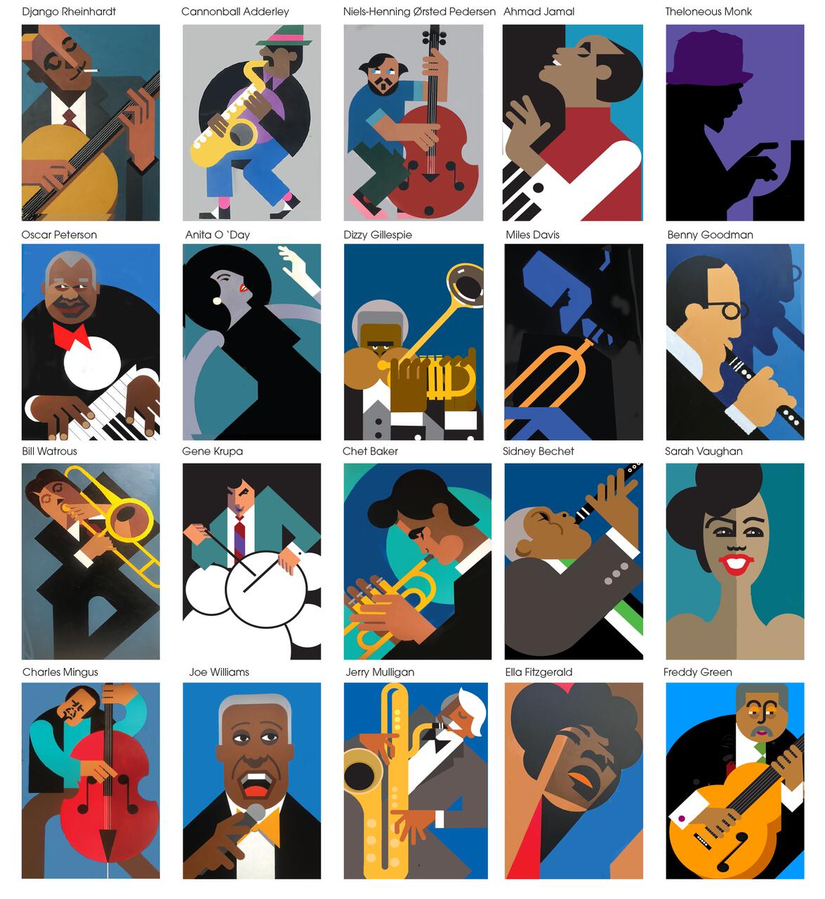 25B-04_Classic Jazz: Band of Druthers paintings_John Rieben