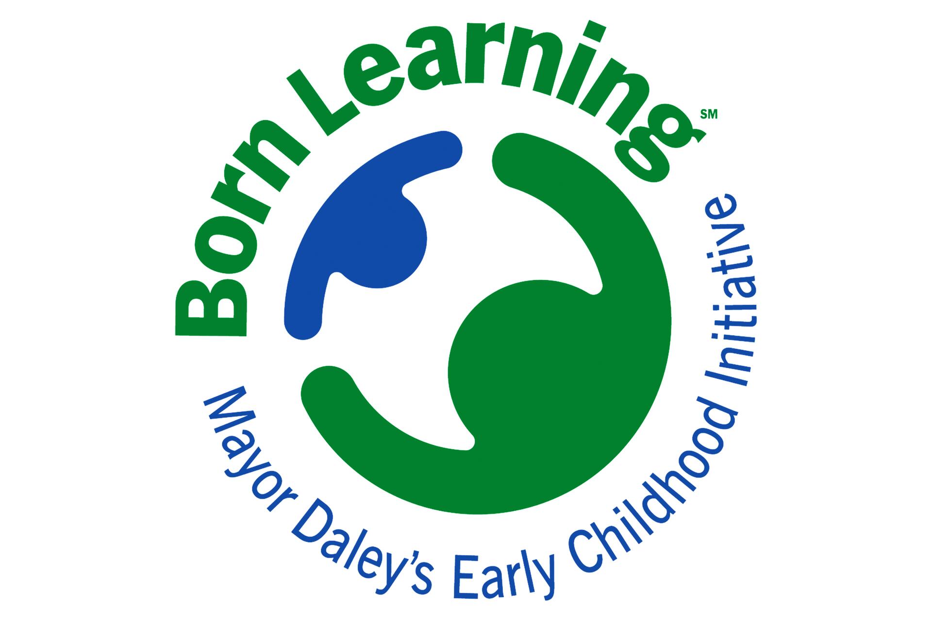 Born Learning logo featuring a green and blue abstract design with the text "Mayor Daley's Early Childhood Initiative" encircling it.
