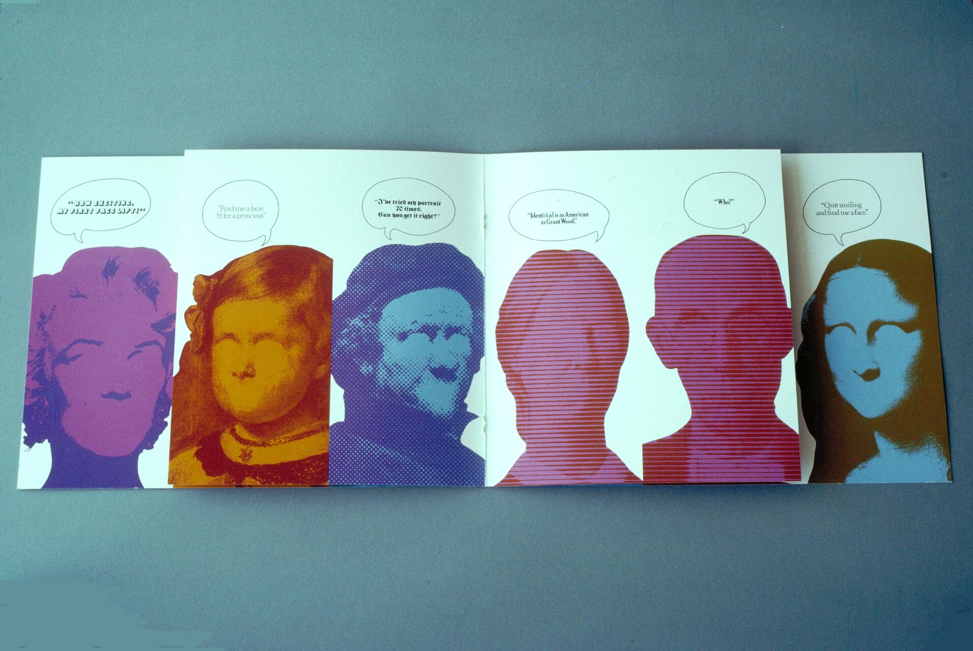 Colorful graphic featuring several faceless silhouettes, each in a distinct color, with speech bubbles above them on a gray background.