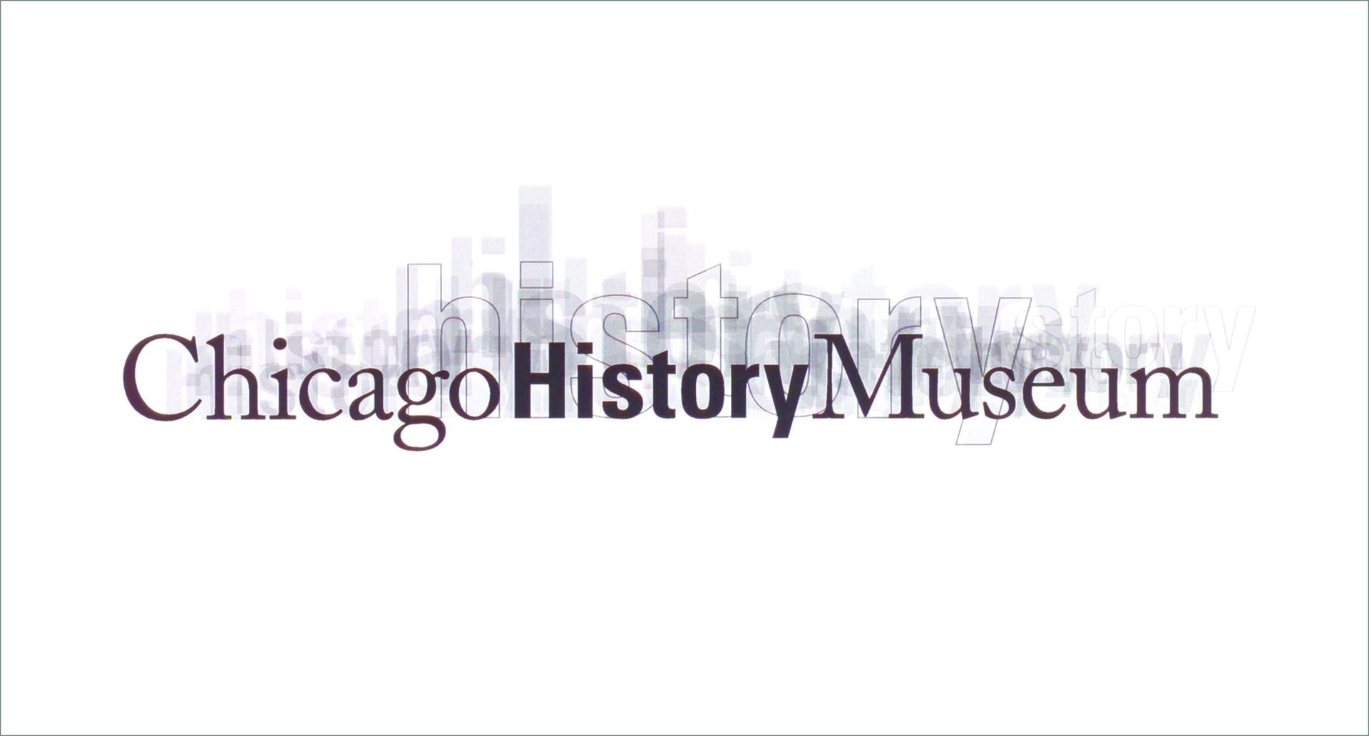 Chicago History Museum logo with stylized cityscape in the background.