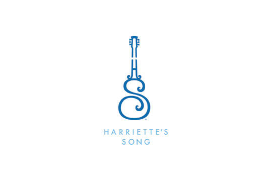 Blue logo with a stylized guitar forming the letter "S," accompanied by the text "HARRIETTE'S SONG" below.