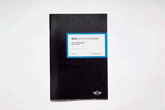 Black brochure cover titled "MINI Motoringgear Fall/Winter 2006" with a blue border around the text, featuring the MINI logo at the bottom.