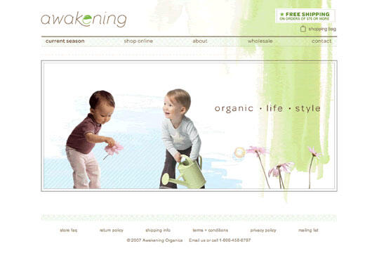 Two children in a playful setting, one holding a watering can, surrounded by flowers, with text reading "organic life style" against a white and green background.