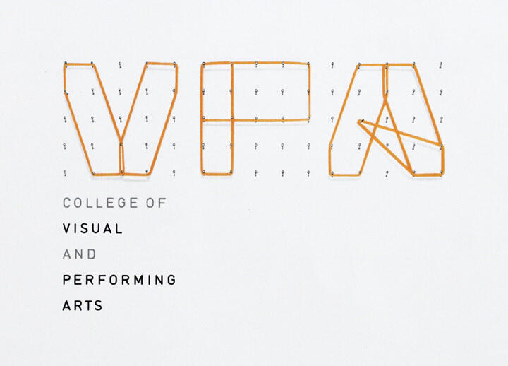 VPA logo created with orange string art, accompanied by the text "College of Visual and Performing Arts" on a white background.