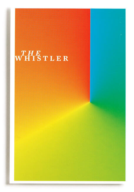 Abstract graphic with a gradient transitioning from orange to yellow on the left and blue to green on the right, forming a prism-like shape with "The Whistler" text in white.