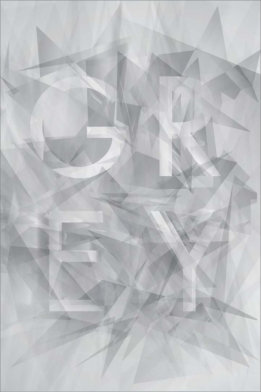 Abstract graphic with overlapping gray triangles and the word "GREY" in bold, transparent letters.