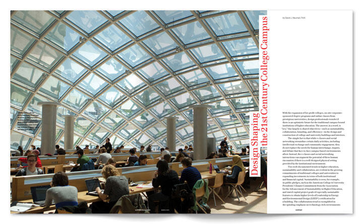 People study in a sunlit college library with a glass-panel ceiling, creating a bright, open atmosphere.