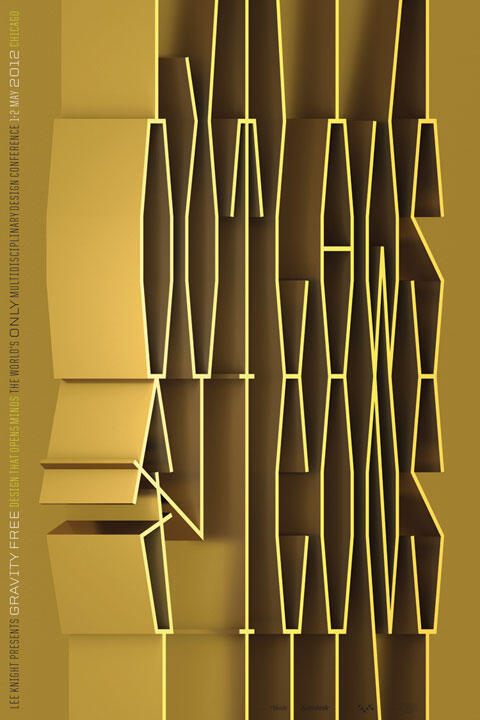 Abstract graphic with yellow, geometric shapes creating a 3D effect on a gold background.