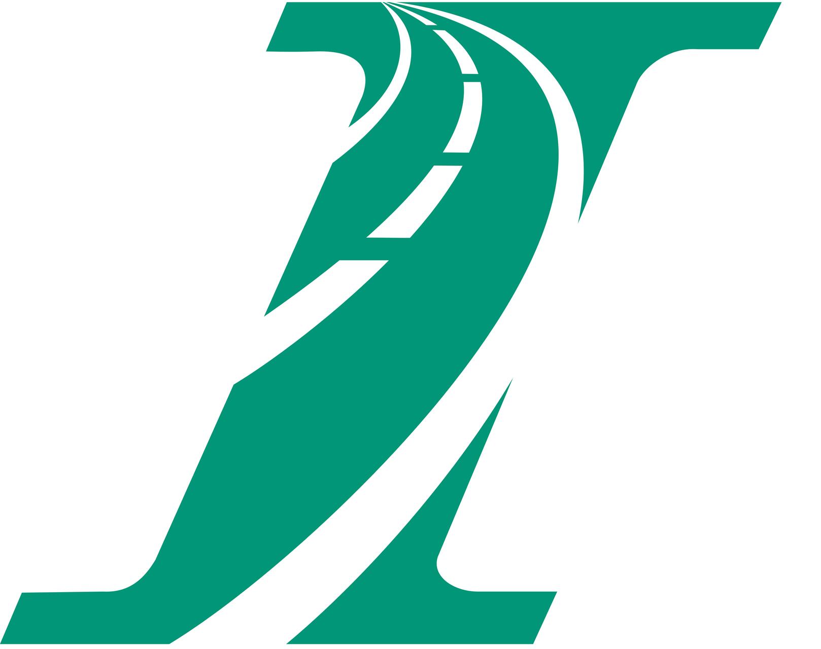 Green and white abstract graphic logo resembling the number seven combined with stylized road lines.