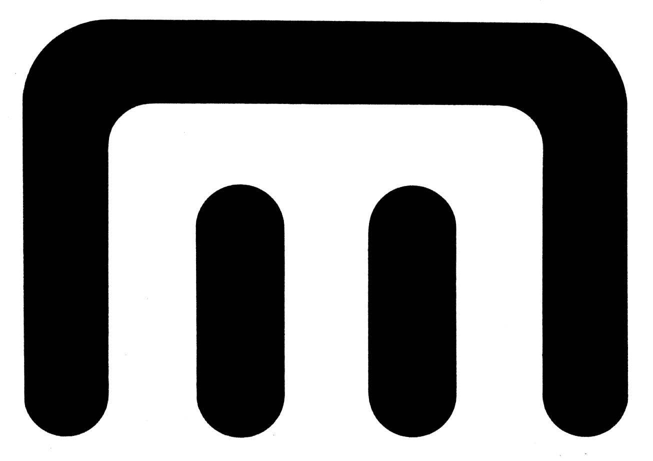 Black, stylized "m" logo on a white background, featuring a thick rounded horizontal bar atop two shorter vertical bars.