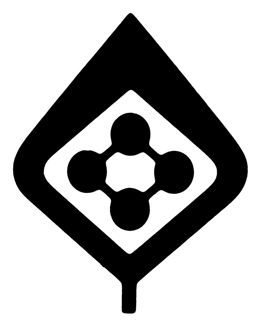 Geometric logo featuring a black diamond shape with a smaller white diamond inside, containing a central circle connected to four surrounding circles.