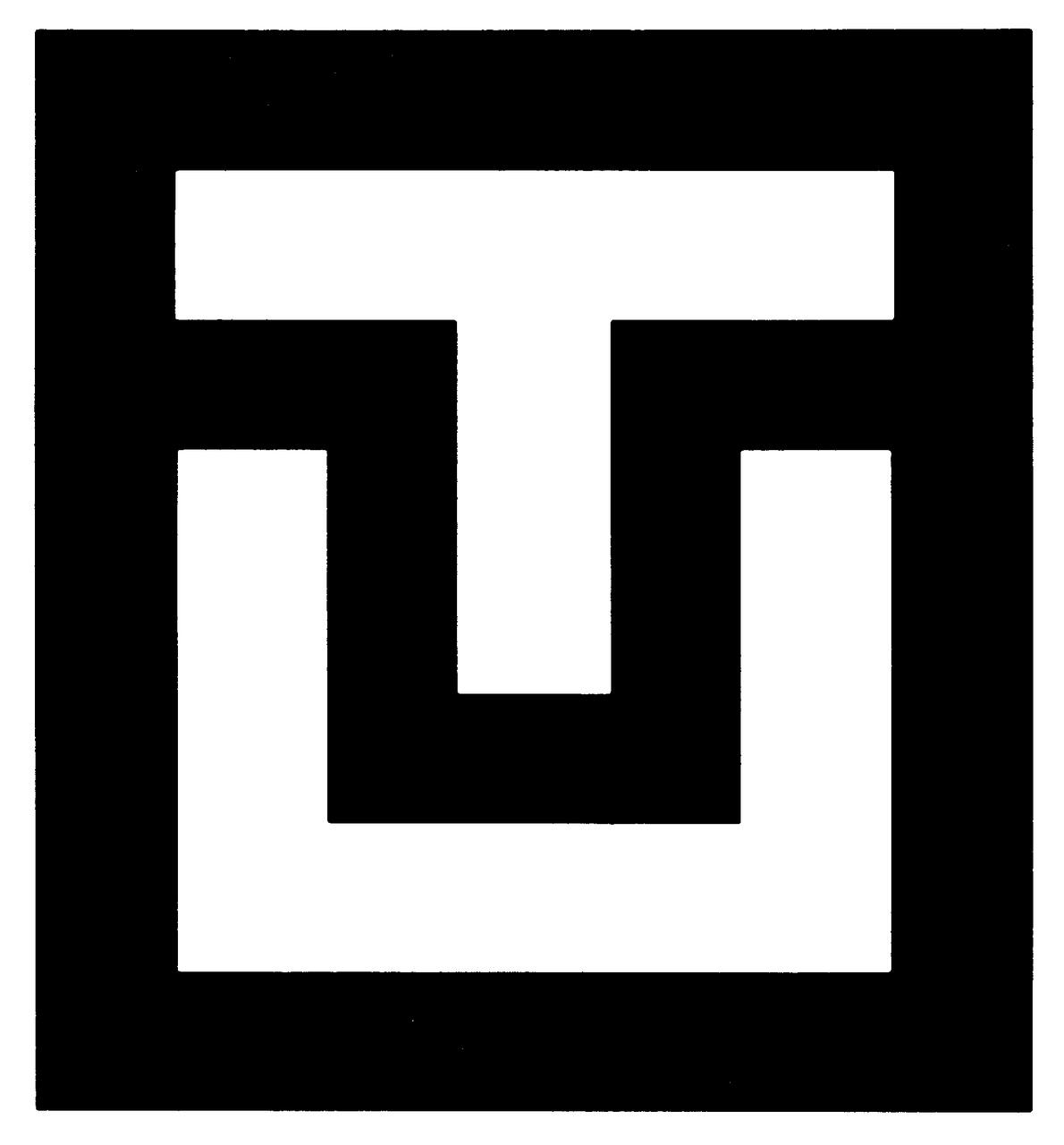 Black geometric logo with interlocking T and U shapes.