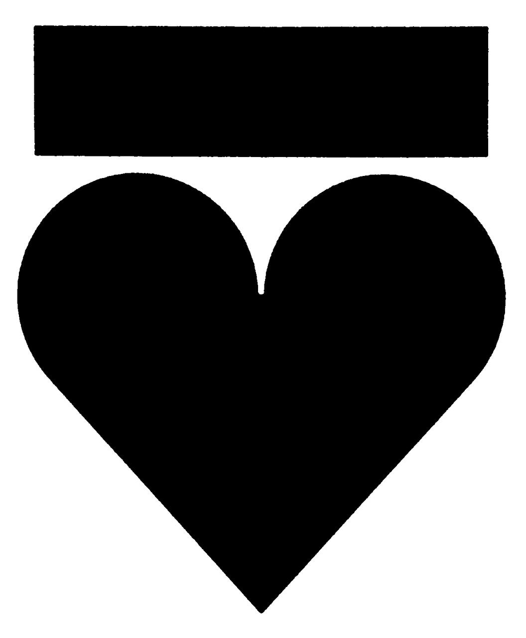 Black heart shape with a black rectangle directly above it on a white background.