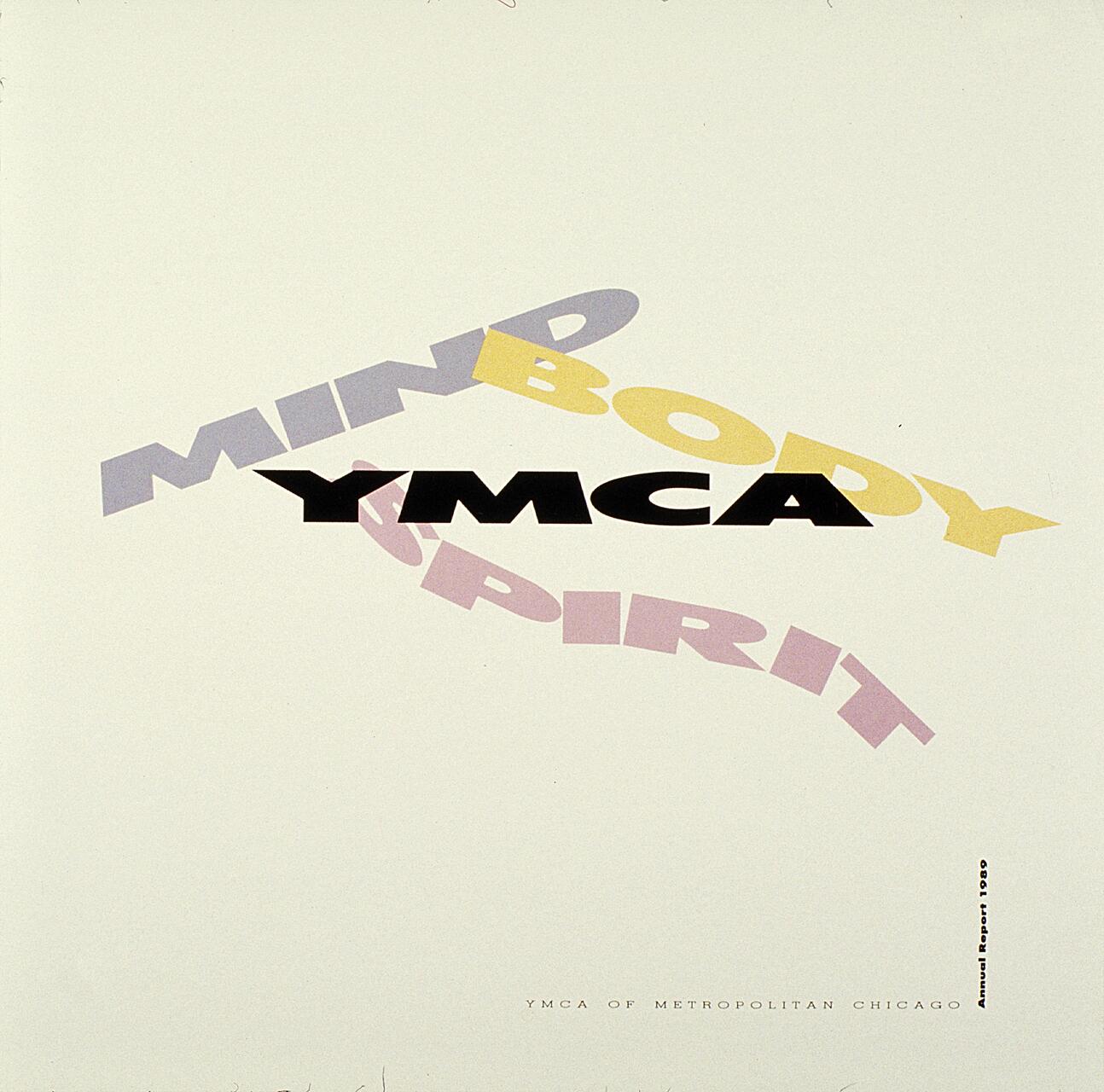 YMCA graphic with the words "Mind," "Body," and "Spirit" in overlapping colored text on a light background.