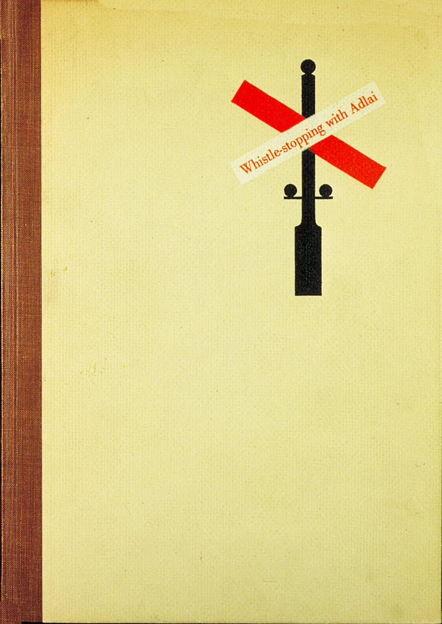 Tan book cover with a black abstract pole and red cross.