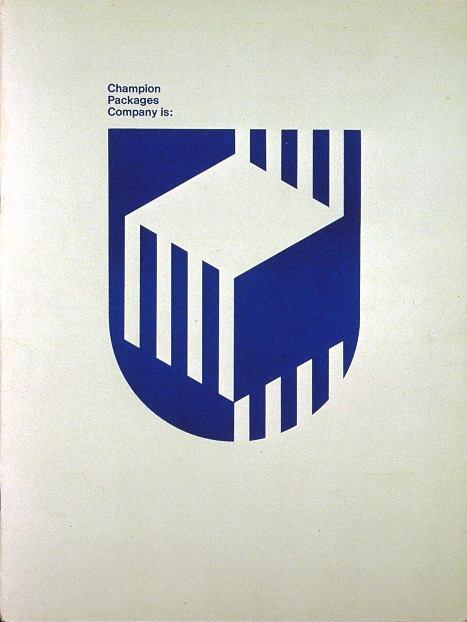 Blue and white abstract graphic resembling a 3D cube with vertical stripes.