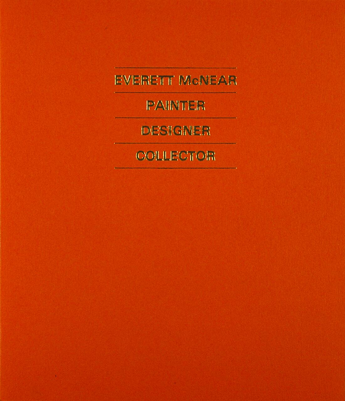 Orange book cover with gold embossed text listing roles: painter, designer, collector.