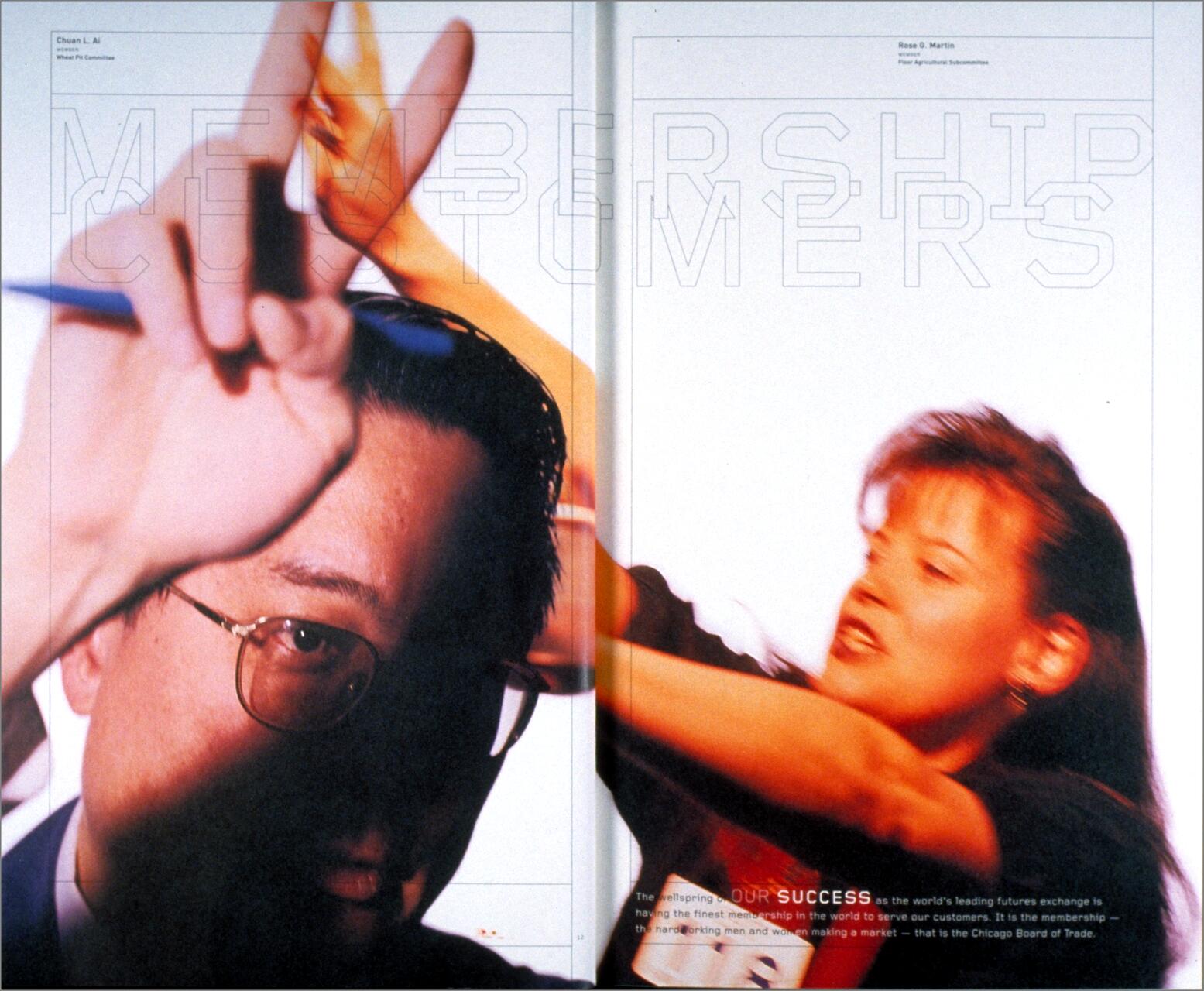 Two people in a dynamic pose against a background with faint text. One person, partially shadowed, is wearing glasses, while the other, with an expression of concentration or movement, extends an arm forward.