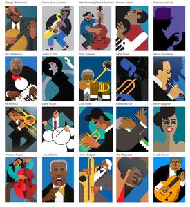 25B-04_Classic Jazz: Band of Druthers paintings_John Rieben