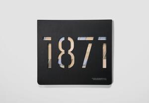 16A-41_1871 Annual Report: Black cover with cut-out numbers "1871" revealing abstract design beneath_Alisa Wolfson/Peter Ty