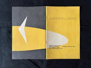 26A-14_Institute of Design Catalog: Yellow and gray vintage brochure cover with abstract white shapes and the text "Institute of Design" in bold.